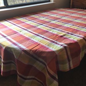 India Farmhouse Cottagecore Tablecloth Fall Plaid Color Block 104" x 54"